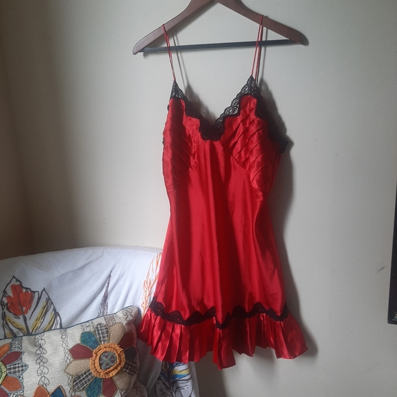 VTG Gold Victoria's Secret Lingerie Nightie Dress Satin 2 VS Ruffle - Picture 2 of 14